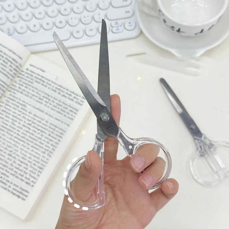 Ins مقص مكتب بسيط، مخطط شفاف، مقص محمول مصنوع يدويًا، سكاكين قطع الورق الفنية للطلاب بالجملة #3