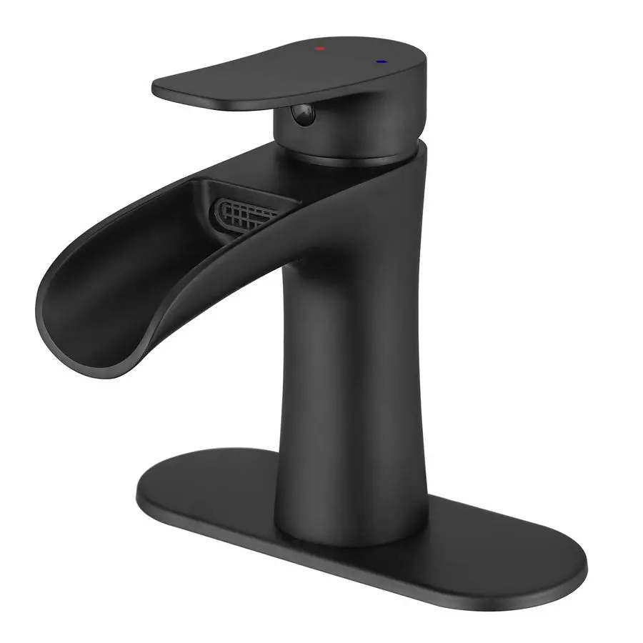 

Black Bathroom Faucets Single Handle Waterfall Sink Faucet One Hole or Three Holes with Deck Mount Vanity Farmhouse RV Vessel Ba