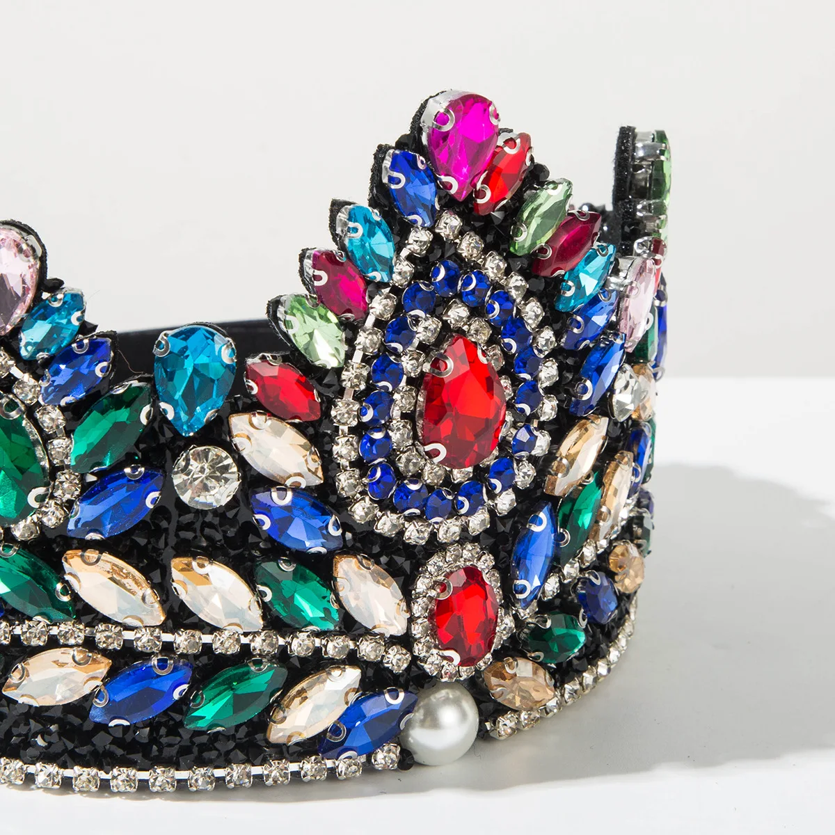 جديد الباروك كامل الماس اللؤلؤ تاج عقال أنيقة تنوعا الأميرة العروس الشعر التبعي #6