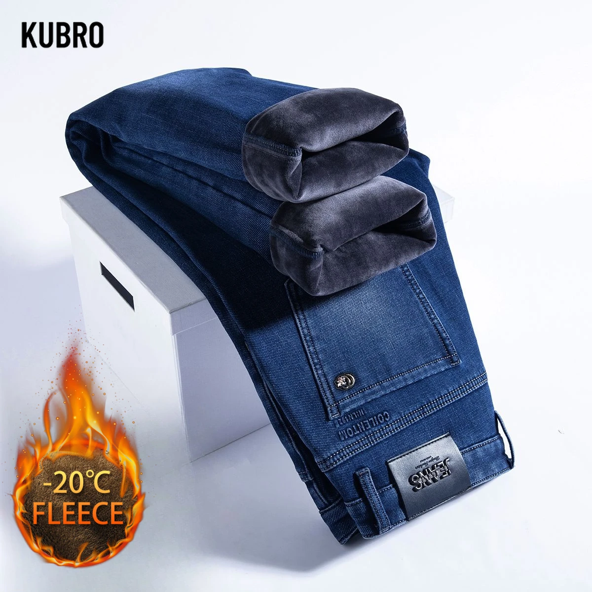 أزياء الجينز الخريف الشتاء الرجال الجينز القطنية المرنة تنوعا مريحة الأعمال مستقيم سراويل تقليدية الخريف والشتاء #1