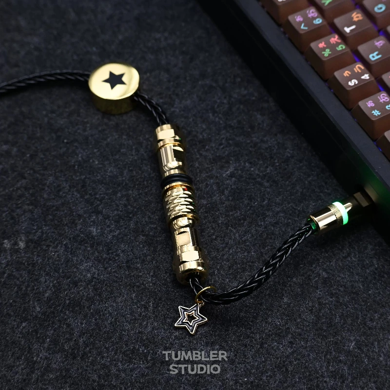Tumbler Studio Black Gold Custom Single Crystal Copper Aviation Plug Keyboard Cable for Wooting Magnetic Axle Keyboard