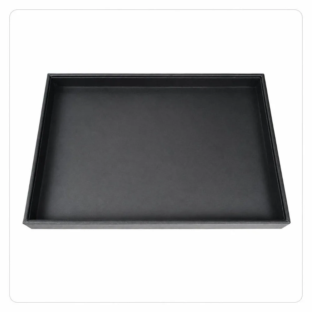 Stackable Jewelry Display Tray Black PU Leather Jewelry Storage Organizer Multi Compartments Waterproof Necklace Storage Rack