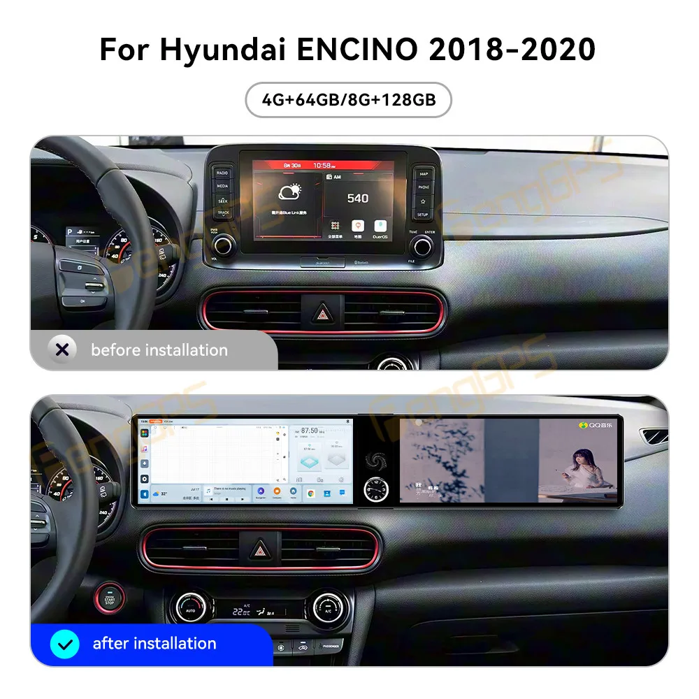

Dual Screen 12.3 Inch Android 13 Car Radio CarPlay For Hyundai Encino 2018-2020 Touch Screen Multimedia Player Head Unit DSP