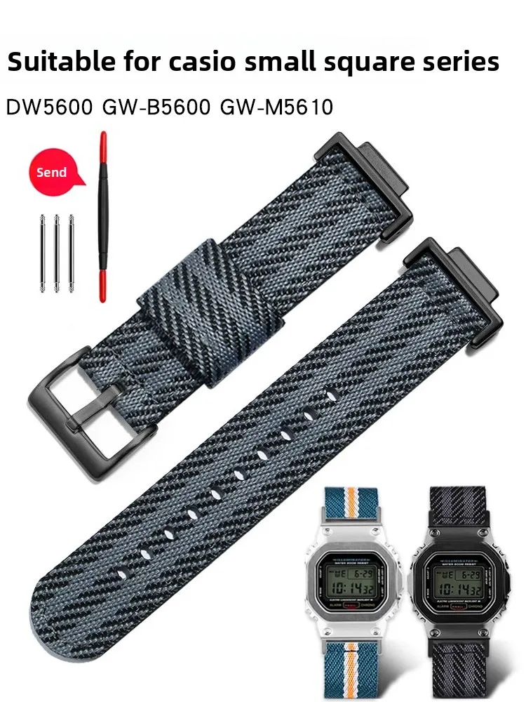 Nylon Watch Strap for Men Is Suitable for Casio DW5600/GW-B5600/GW-M5610 Modified Small Square Series
