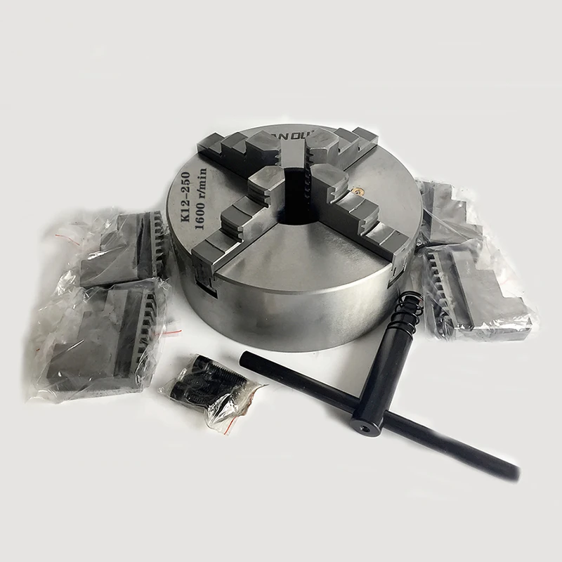 250mm Big Lathe Chuck SANOU Brand 4 Jaw Self-Centering Cartridge K12-250 Metal Scroll Chuck
