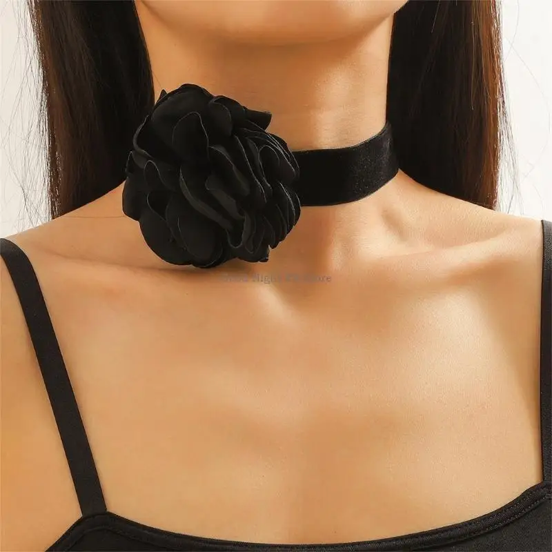 Collier ras cou fleur velours cou Rose cou Camellia Goth Vintage cou