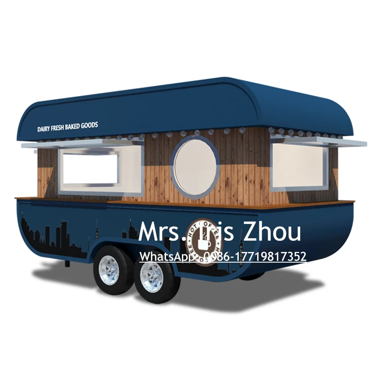 Trailer móvel de concessão de fast food tipo trailer mais vendido, trailer de comida de rolo de sorvete, trailer de comida móvel
