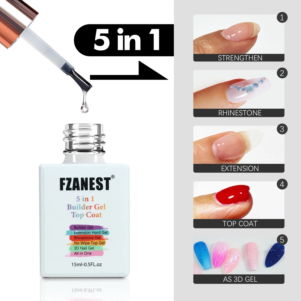 FZANEST Builder Top Strass Gel Nagelverlängerung Harz Flüssiggel Nicht klebriges Nagelreparaturset Acrilicos Gel für beschädigte Nägel
