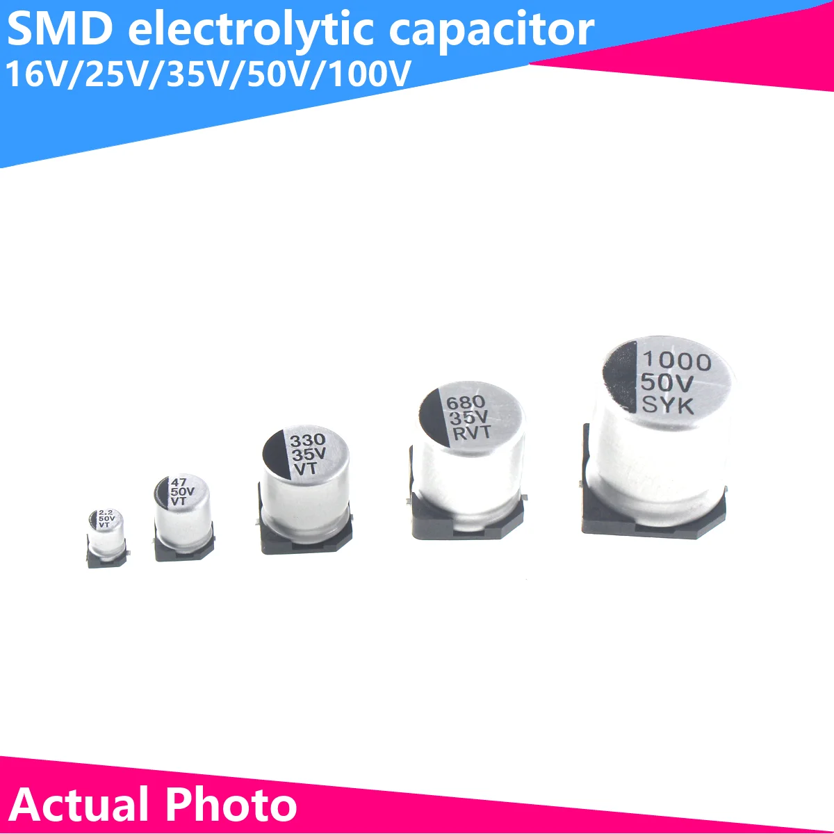 Pojemność kondensatora elektrolitycznego SMD 16V 10 25V 35V 50V 10UF 22UF 33 47UF 100UF 330uf 470uf