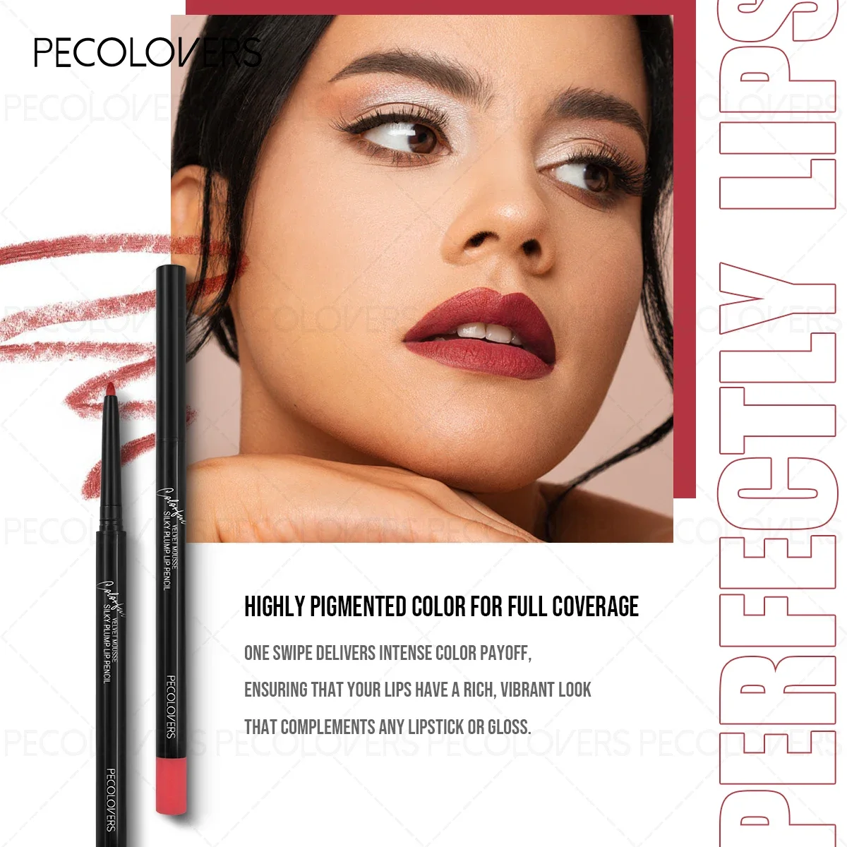 ベルベットマットリップライナーヌードパープルシルキーリップグロスアウトライン防水セクシーレッド非退色防水メイクアップリップライナーペン