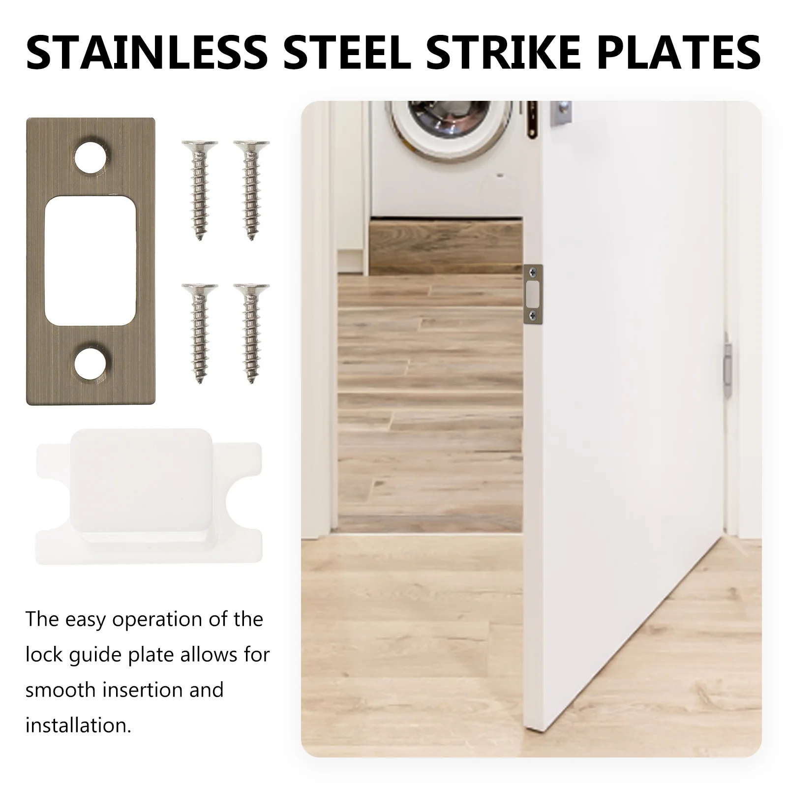 1 مجموعة الباب سترايك لوحة الفولاذ المقاوم للصدأ تعزيز للأبواب دائم مزلاج معدني لوحة ثقب غطاء حشو لوحات باب الأمن