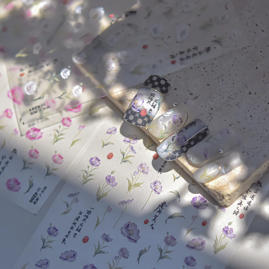 1 pz 5D stile cinese camelia nail sticker Vernal Equinox peach blossom design di alta qualità elegante adesivo decorativo per unghie