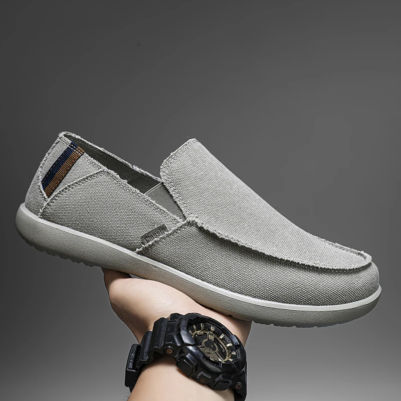 

Новое поступление, весна-лето, удобная повседневная обувь, легкая мужская парусиновая обувь для мужчин, брендовые модные лоферы без шнуровки на плоской подошве