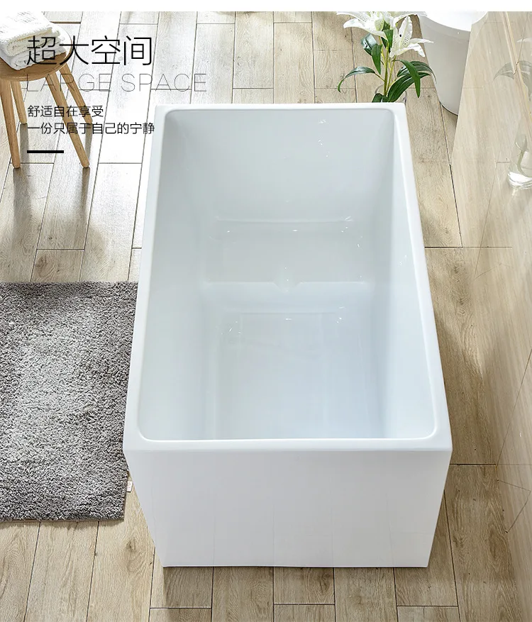 Bak mandi akrilik kecil untuk apartemen, mini, berdiri sendiri, bak mandi dengan insulasi termal