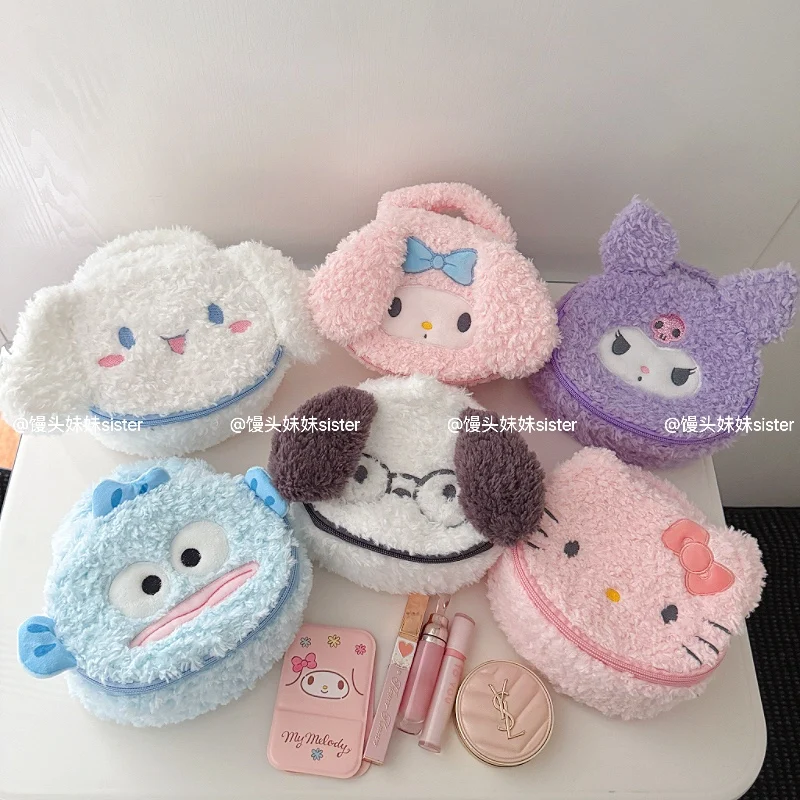 Sanrio Cosmetica Opbergtas Met Grote Capaciteit Kuromi My Melody Hello Kitty Cartoon Pluche Tas Make-up Tas Reisopbergtas Geschenken