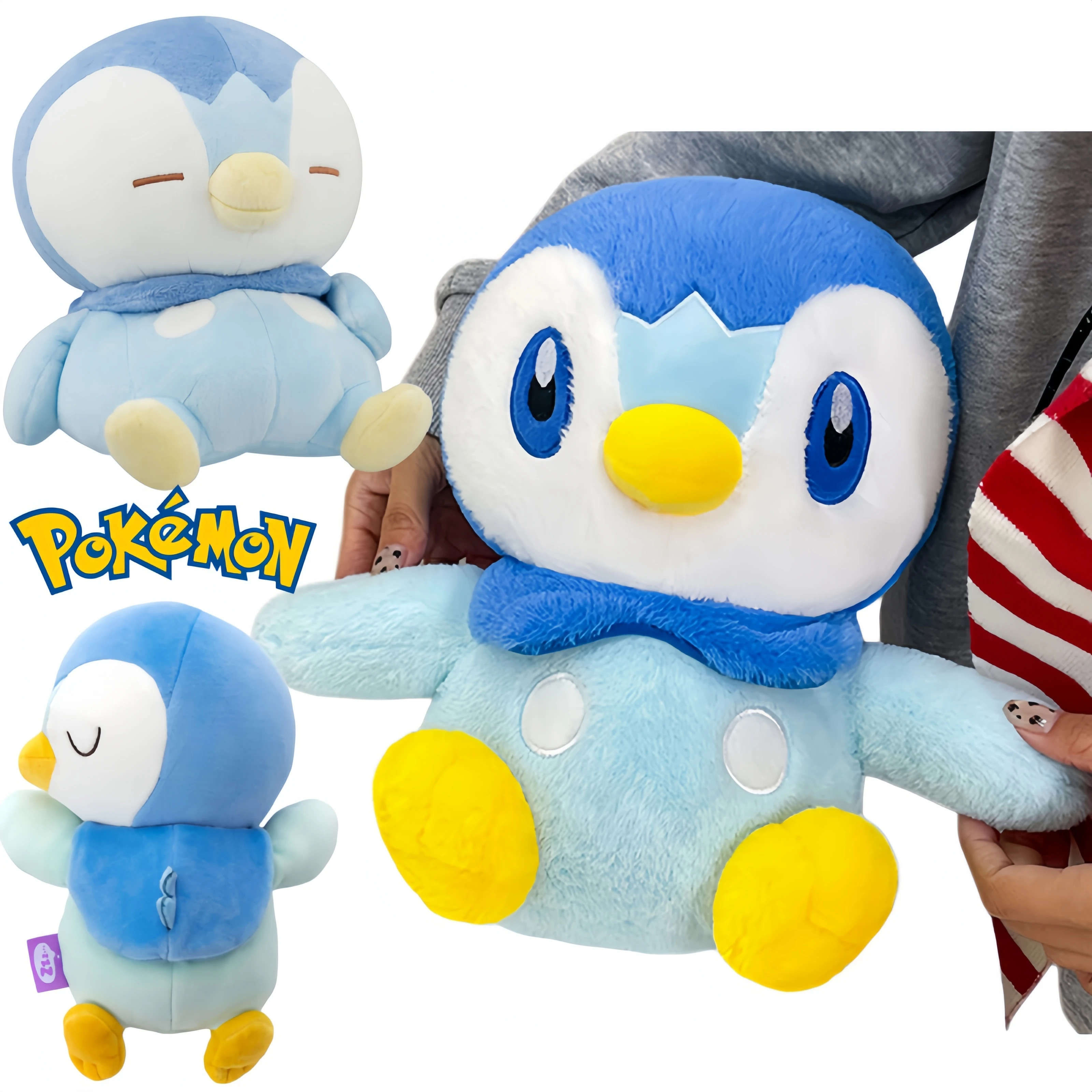 Peluche de Piplup de la Serie Sleeping Series de Pokémon, Peluche de Pikachu, Muñeco de Peluche de Pingüino Azul Abrazable para Entusiastas, Regalo Coleccionable