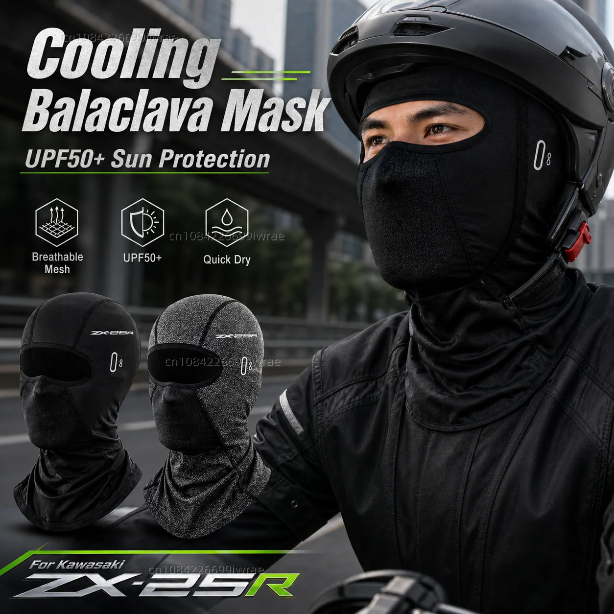Cooling Motorcycle Balaclava Mask UPF50+ UV Protection Breathable Face Cover Summer For Kawasaki ZX25R ZX-25R ninja zx 25r