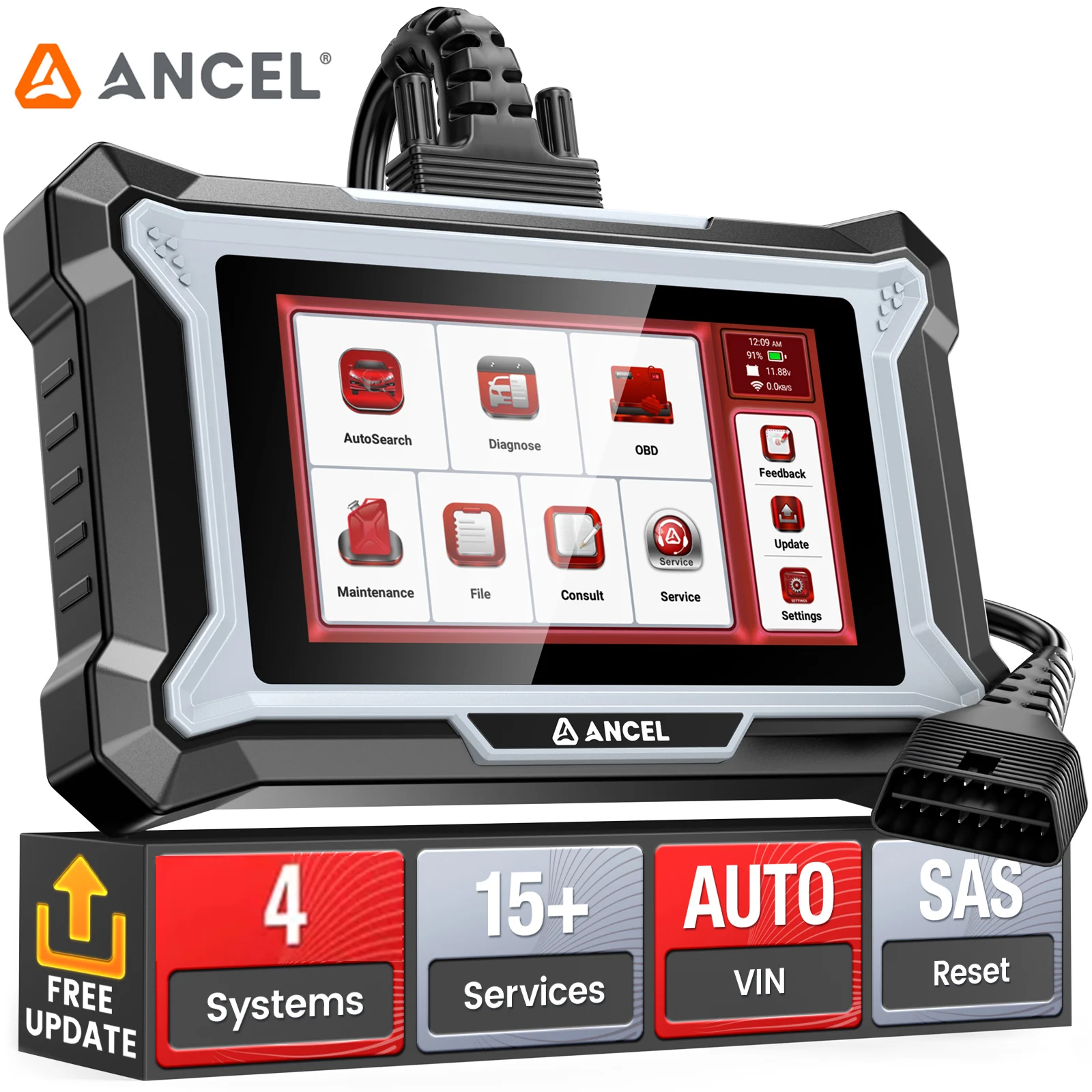 ANCEL DS200 OBD2 Automotive Scanner 15 Reset Car Code Reader D.PF Regen Engine ABS SRS Airbag Transmission Diagnostic Tool