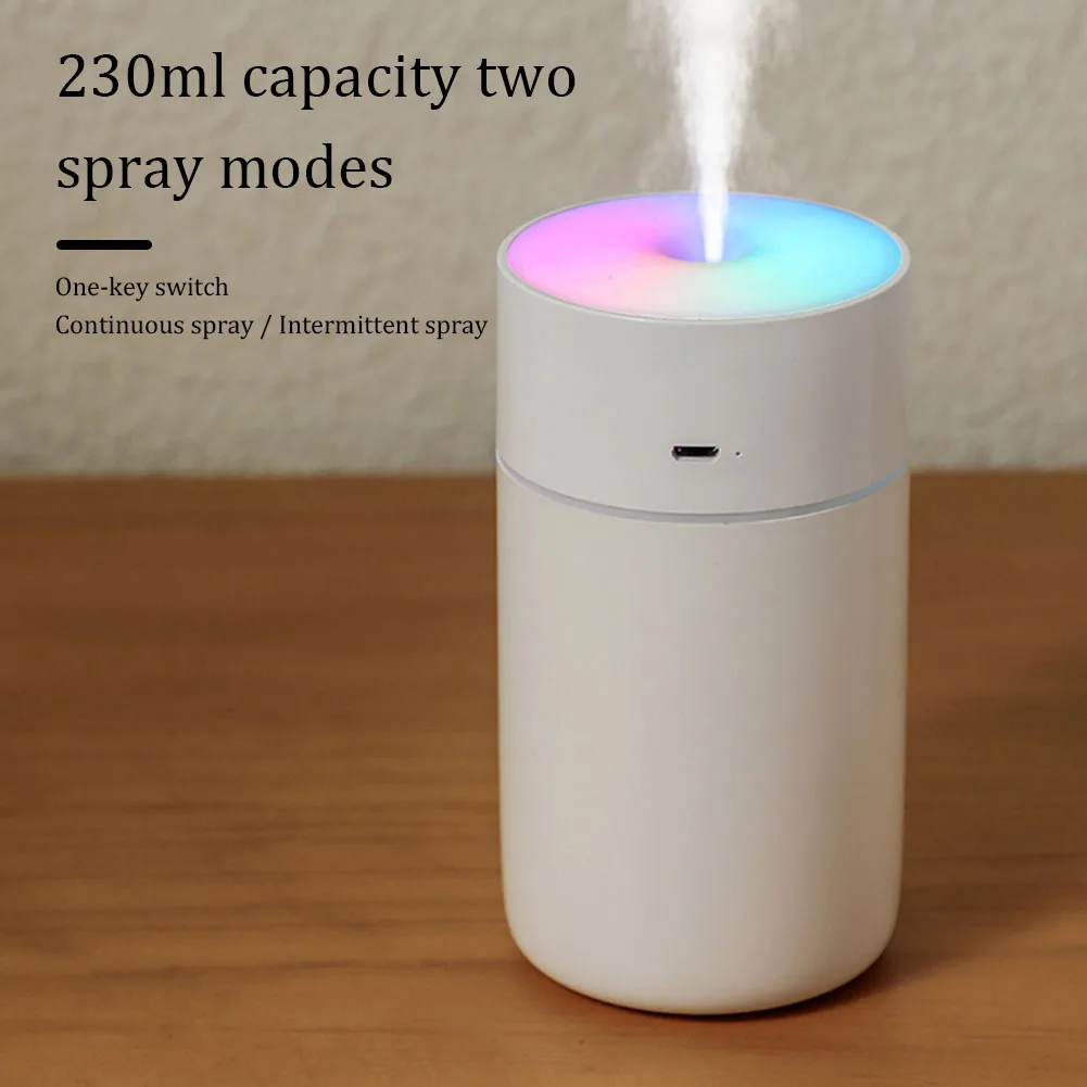 Wireless 230ml Mini Humidifier USB Rechargeable Aroma Essential Oil Diffuser LED Light Portable Humidifier Air Freshener For Car