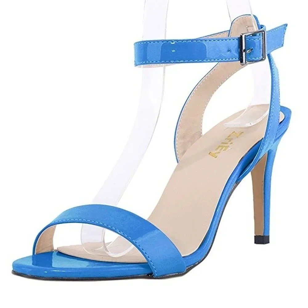Women's Sandals Summer Block Strappy Heels Open Toe Ankle Strap Stilettos Comfortable Wedding Party Dressy 9cm Mid Heeled Shoes
