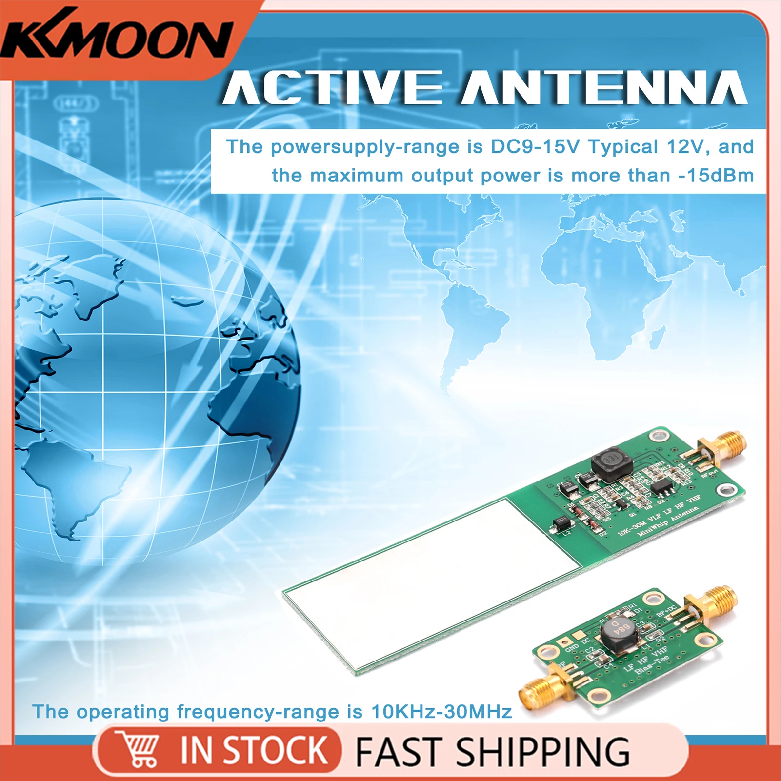 Mini-Whip 10KHz-30MHz 2Pcs Medium and Shortwave RTL‑SDR Active Antenna System Radio Receiver Electronic Component