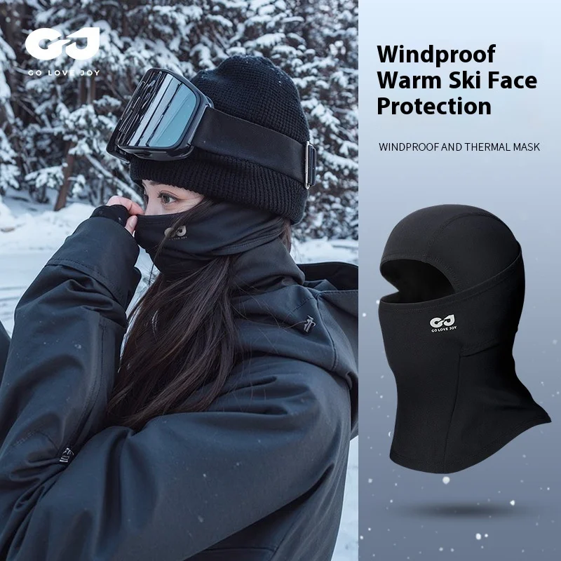 Black Winter Unisex Quick-drying Windproof Cold Plus Velvet Warm Face Mask Can Be Used for Skiing Riding Outdoor Sports