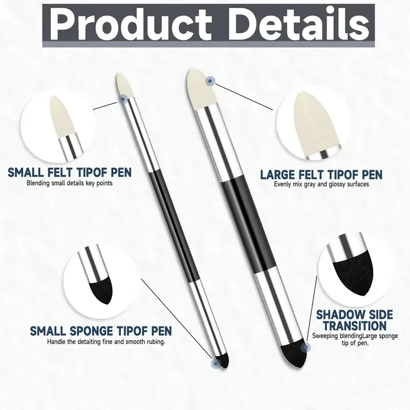2/4pcs Dual-Headed Sketch Pens: Round Sponge, Art Blending Sponge Pen Set - for Artists, Reusable & Washable Drawing Tools