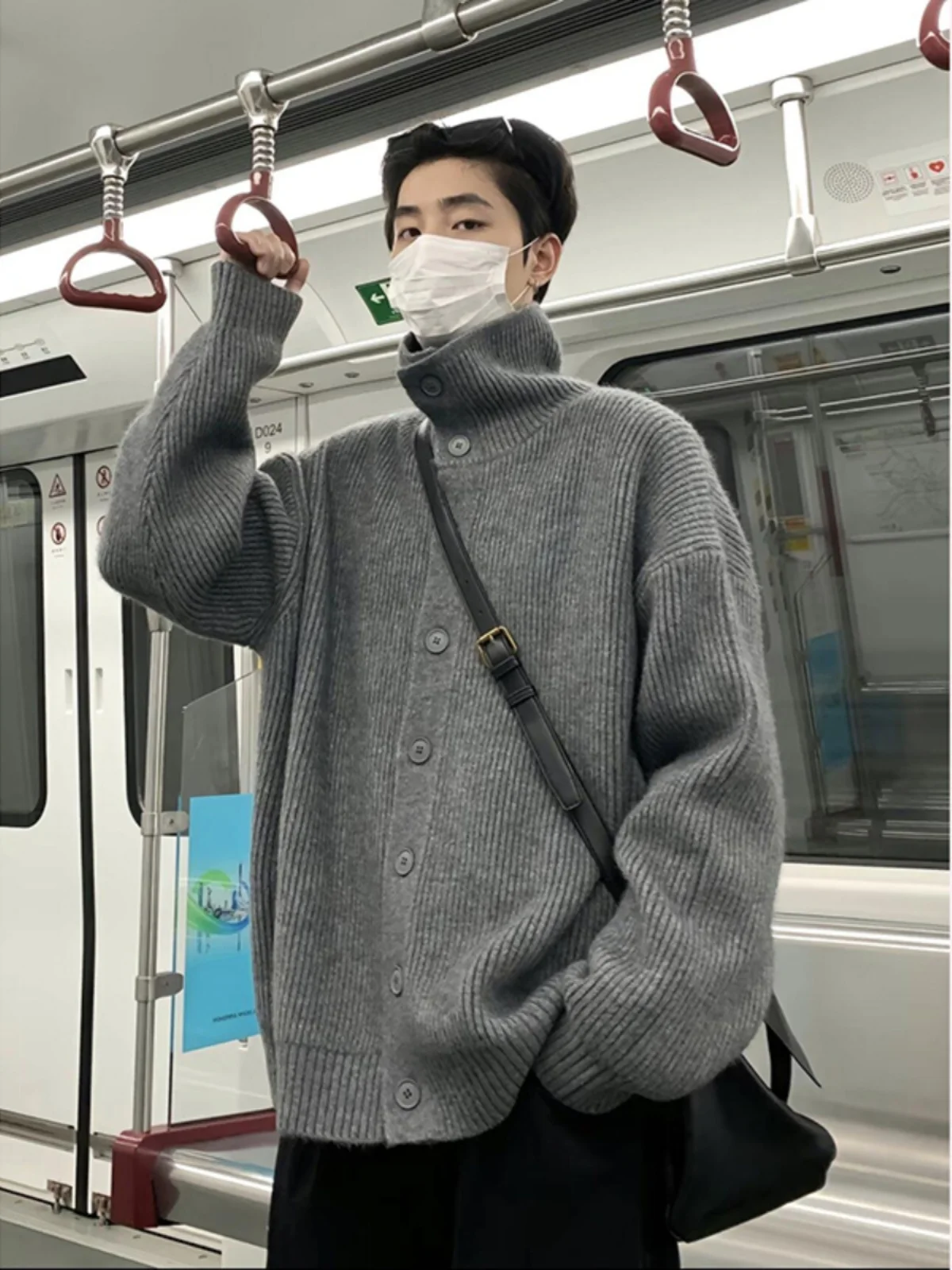 

Мужской кардиган с высоким воротником, осенне-зимний, в корейском стиле, вязаный, мягкий, уютный, верхняя одежда