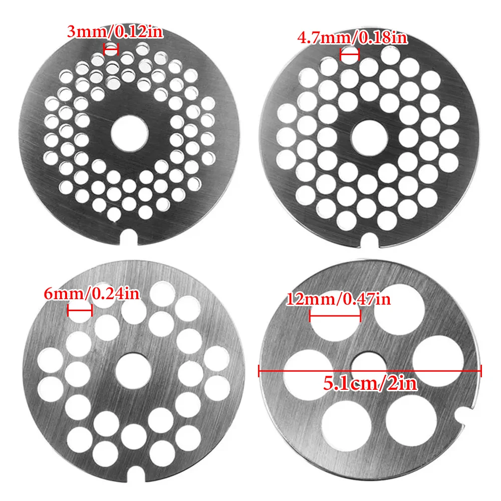 3-12MM Meat Grinder Blades Meat Grinder Plate Discs Stainless Steel Food Grinder Accessories for Stand Mixer and Meat Grinder