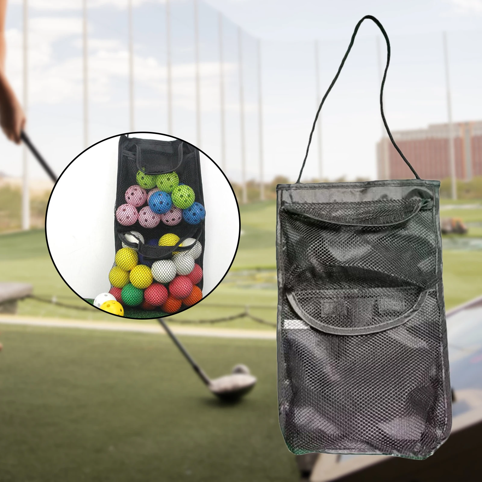 Golf Ball Net Bags with Hook, Mesh Pouch, Storage Bag, Table Tennis Ball Bag, Organizer for Gym Sports