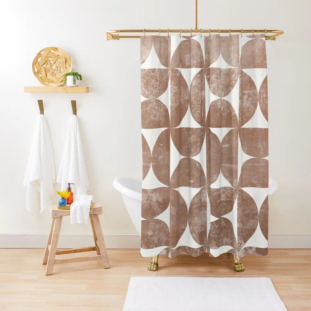

Terracotta Geometric Half Circle Rust Burnt Orange Shower Curtain Modern Bathroom Accessories Bathroom Shower Curtain