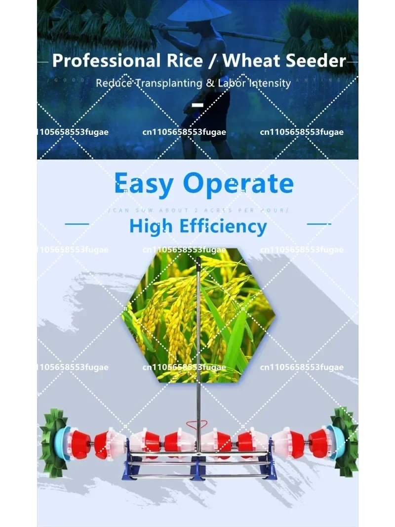 Hand-held Farm Seeding Machine Multifunction Paddy Planter Rice Drum Seeder Transplanting Tool for Agriculture
