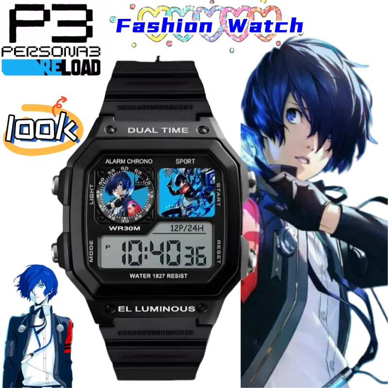 

Persona Amamiya Ren Ann Takamaki game-themed cartoon cute watch for middle school students electronic alarm clock wristwatch