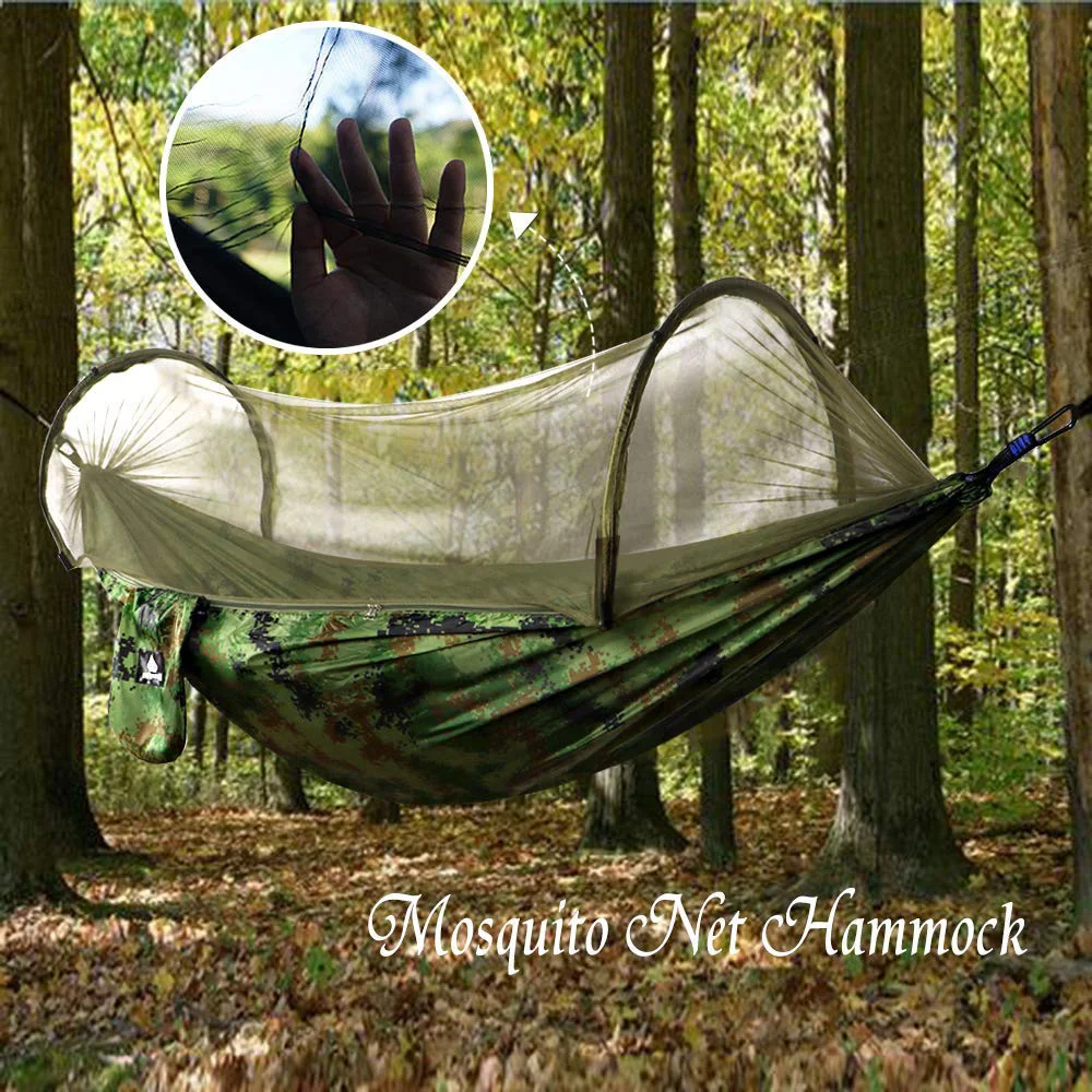 1-2 Person Professional Camping Hammock With Mosquito Net Tree Straps Easily Set Quick Open Lightweight Hammock for Outdoor Gear