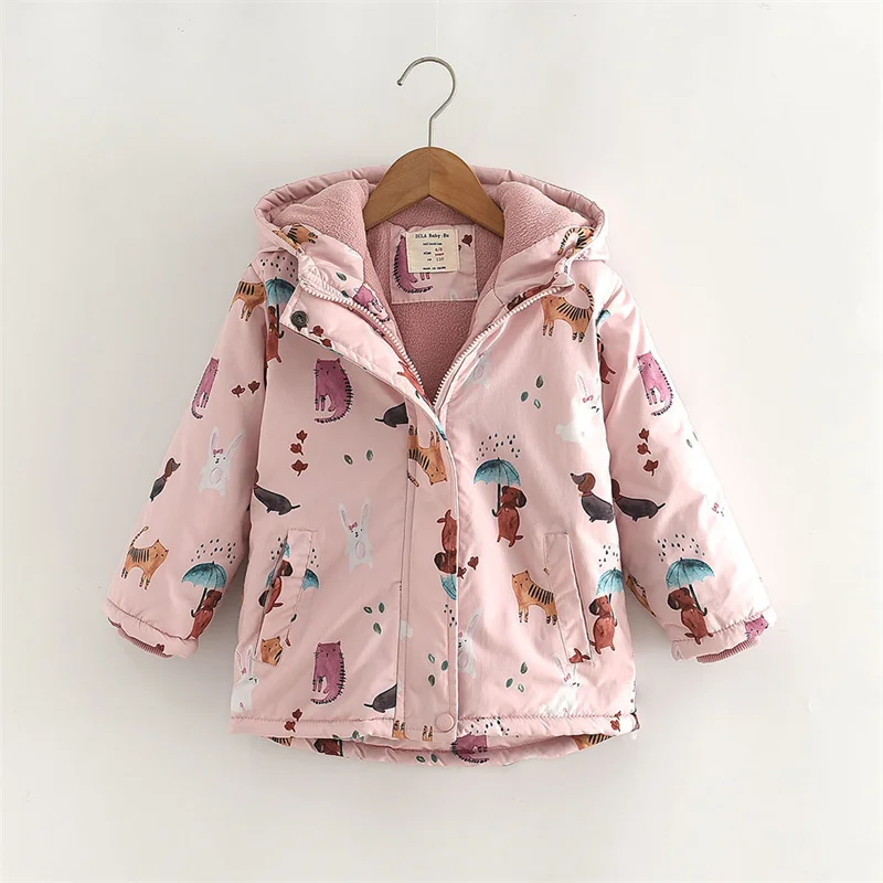 Girls Coat Jacket Cotton Windproof Outwear 2023 Flowers Warm Thicken Velvet Winter Skiwear Children\'s Clothing