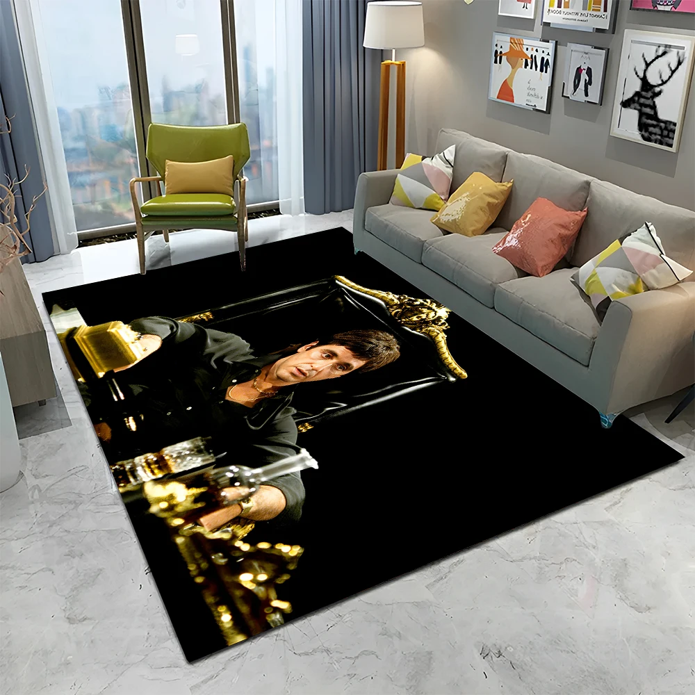 3D Printing Movie Scarface Tony Carpet Rug for Home Living Room Bedroom Sofa Doormat Decor,kids Play Area Rug Non-slip Floor Mat