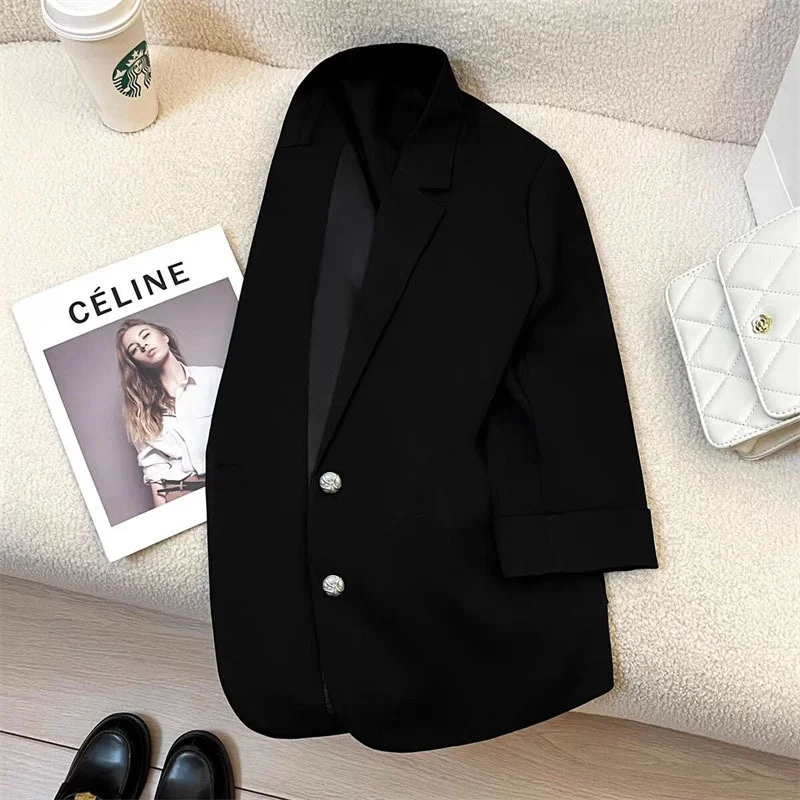 Cappotto Jaet casual da donna autunnale Bla, taglio dritto, in poliestere, versatile e versatile, da donna