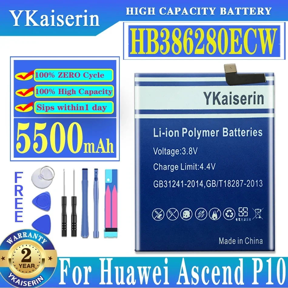 

YKaiserin HB 386280 Аккумулятор ECW 5500 мАч для Huawei Ascend P10/для Honor 9 STF-L09 STF-AL10 + бесплатные инструменты