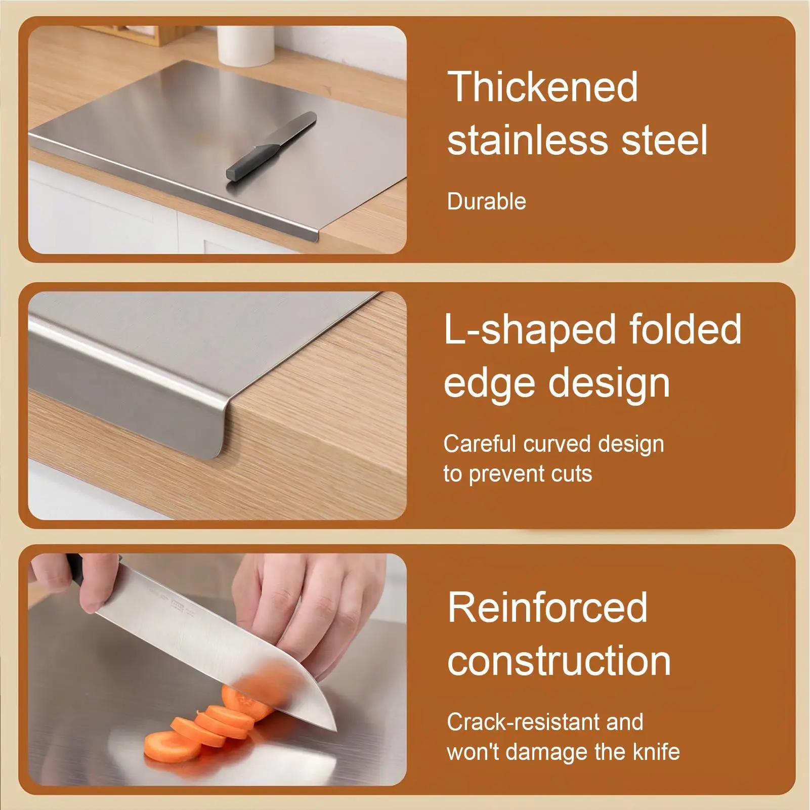 Stainless Cutting Board Dishwasher Safe Metal Kitchen Chopping Boards for Home Restaurant Counter Meal Prep Food Meat Vegetable image 5