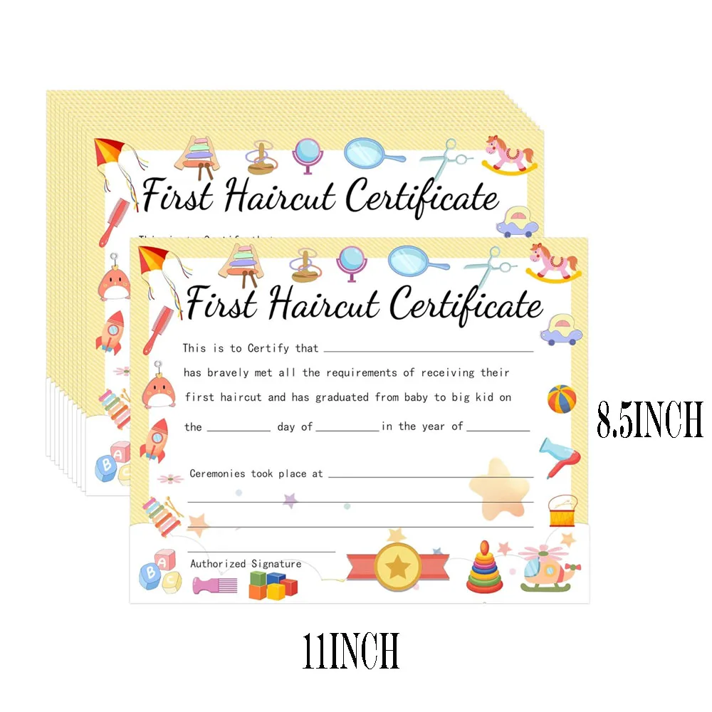 8.5 x11 Inches My First Haircut Certificate for Kids Baby First Haircut Keepsake Certificate Milestone Marker 25Pcs