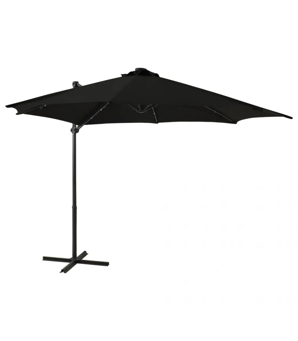 300 cm black LED light pole cantilever umbrella