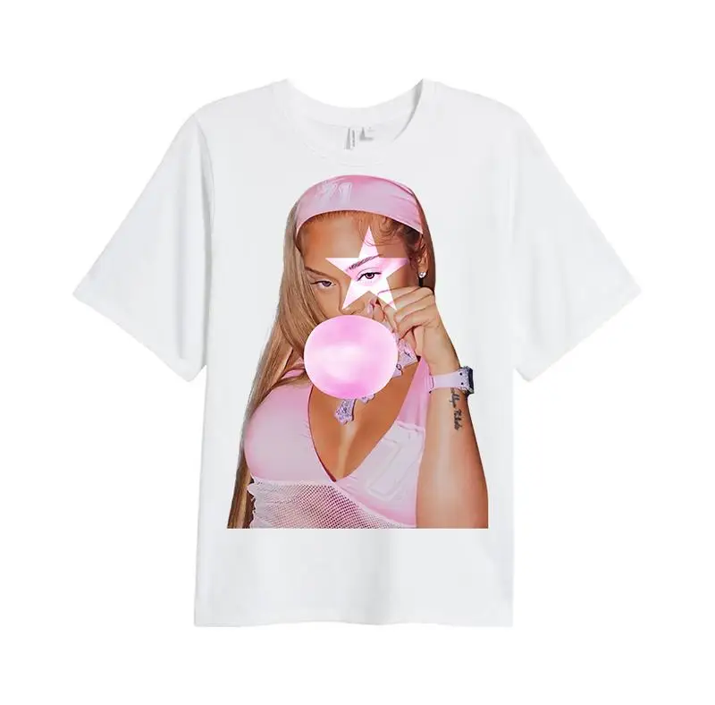 تي شيرت كبير لاتو كراي بيبي الخوخ تي شيرت برقبة دائرية تي شيرت هيب هوب Y2K للجنسين قطن هاراجوكو جرافيك تي شيرت كبير الحجم
