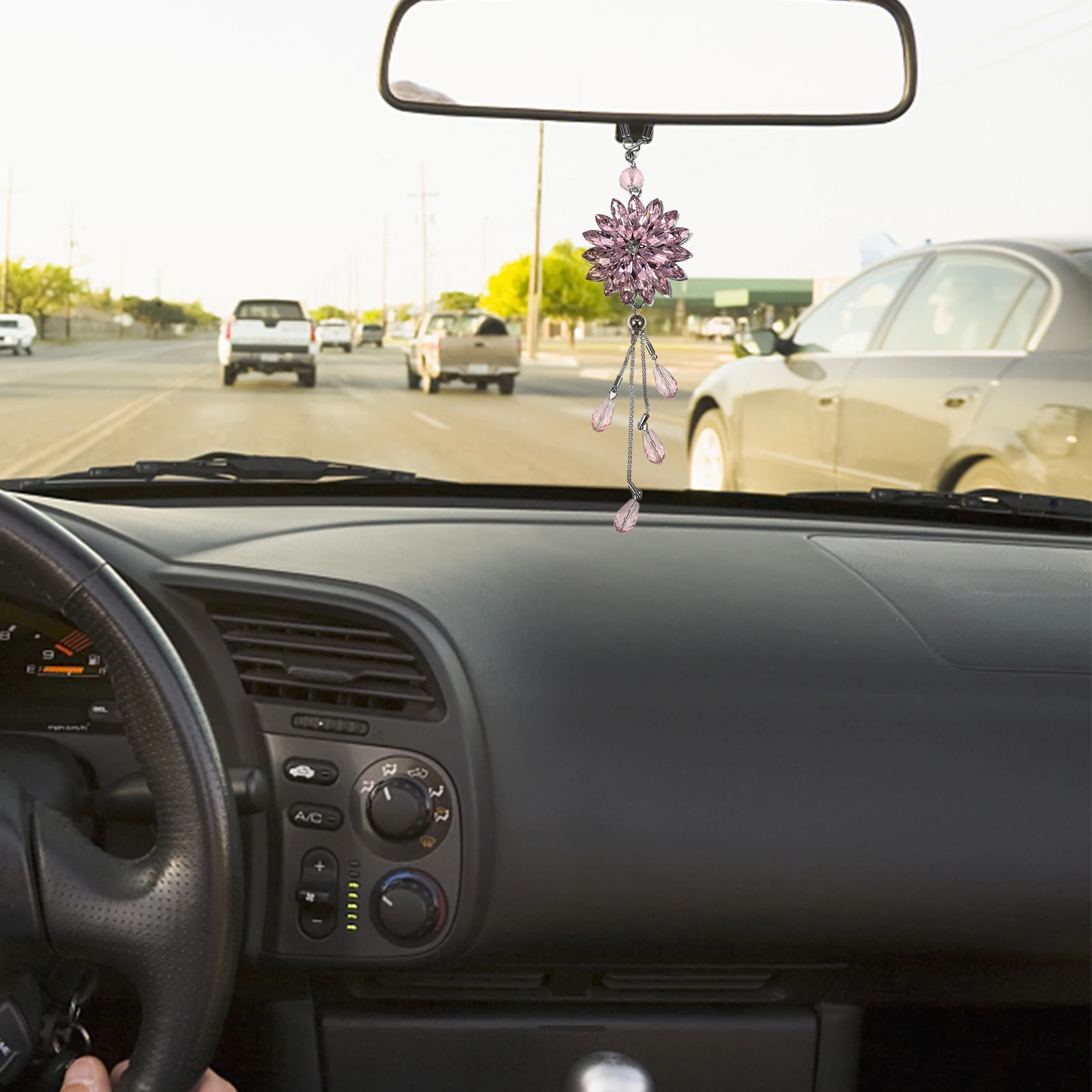 

Crystal Car Pendant Interior Mirror Decoration Ornament Rearview Hanging Accessories