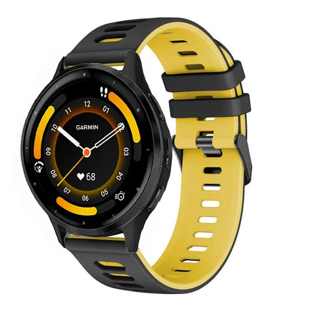 20 mm 22 mm zweifarbiges Silikonarmband für Garmin Forerunner 265 165 55 965 955 255 570 970 Armband Armband Garmin Venu 4/3 Gürtel – Detail 15