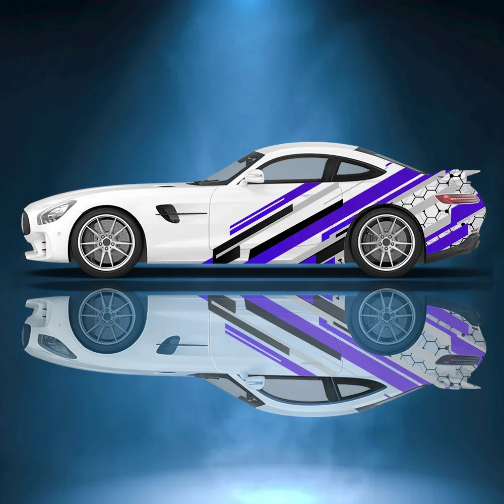 

Colorful Honeycomb Lines Car Side Sticker Decor, PVC Waterproof Scratch Resistant Decal, Car Protection, Auto Accessories Gift