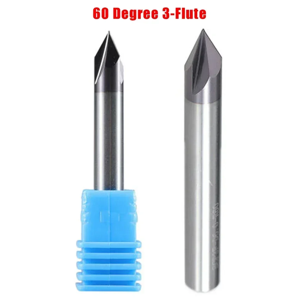 Versatile chamfer milling capabilities 60 Degree 2Flute Carbide Chamfer Mill 6mm Shank VGroove TiAIN CNC Router Bit