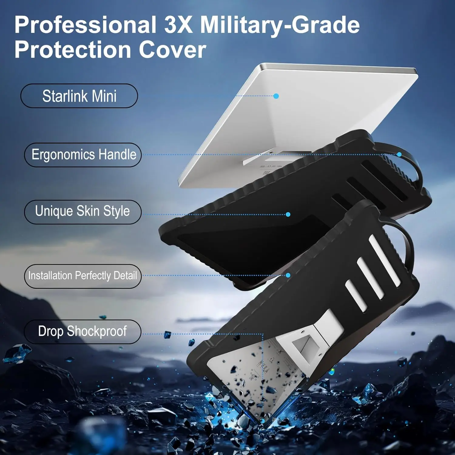 Starlink Mini 用シリコン保護カバー ハンドル付き ソフト落下防止 洗える保護ケース Starlink Mini アクセサリー用