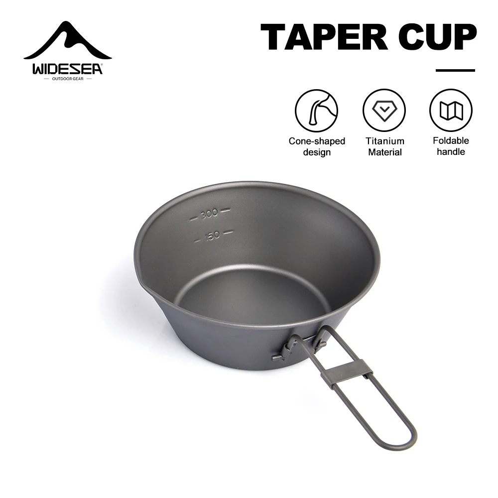 Widesea Titan-Kegelbecher, kegelförmiges Design, faltbarer Griff, ultraleichter Campingbecher für Outdoor-Wanderungen, Rucksackreisen und Überleben