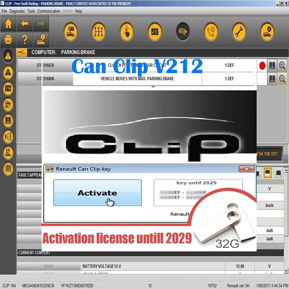 Latest Can Clip V212 For Renault OBD2 Diagnostic Software Can Clip V205+Reprog V191+Pin Extractor V2 Update Data to 2020 tools