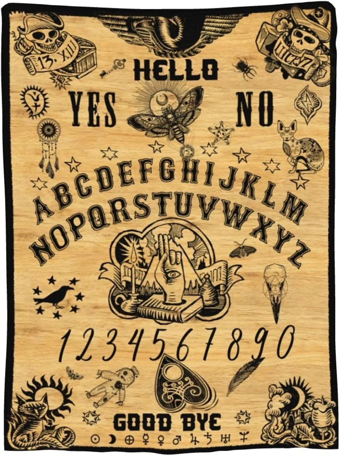 Vintage Gothic Ouijia Board thin Blanket Fuzzy Flannel Blanket Occult Witch Gifts for Women Girls Unique Gifts four season use